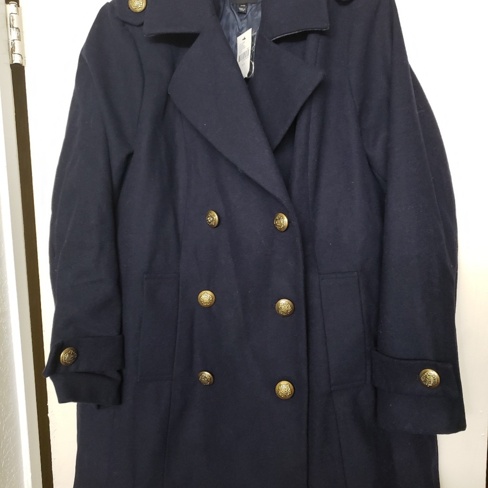 NWT Double Breasted Navy Coat